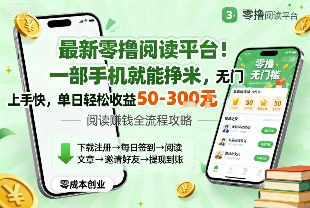 最新零撸阅读平台!一部手机就能挣米,无门槛上手快,单日轻松收益50-3张【揭秘】-蜗牛学社