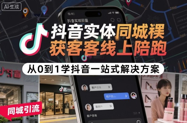 抖音实体同城获客线上陪跑,从0到1学抖音一站式解决方案-蜗牛学社