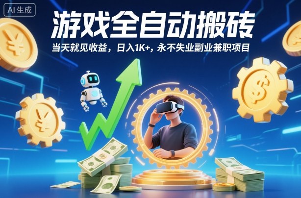 游戏全自动搬砖，当天就见收益，日入1K+，永不失业副业兼职项目【揭秘】