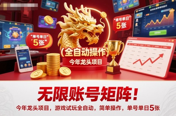 无限账号矩阵!今年龙头项目,游戏试玩全自动,简单操作,单号单日5张【揭秘】-蜗牛学社