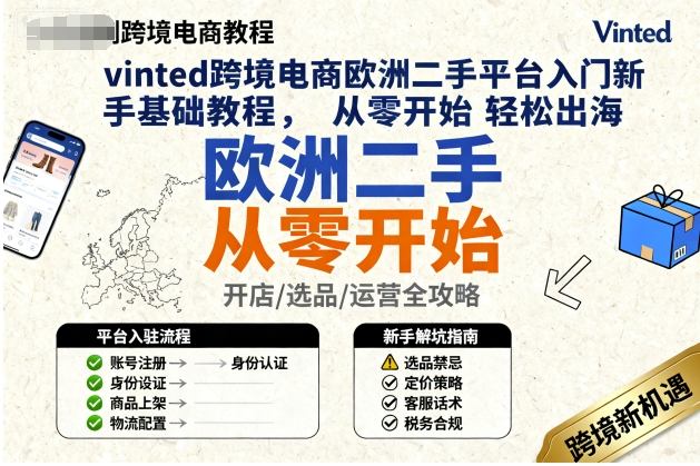 vinted跨境电商欧洲二手平台入门新手基础教程，从零开始轻松出海-蜗牛学社