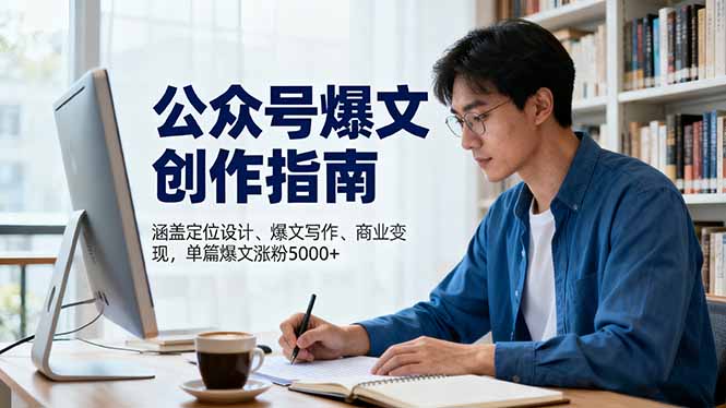 公众号爆文创作指南,涵盖定位设计+爆文写作+商业变现,单篇爆文涨粉5000+