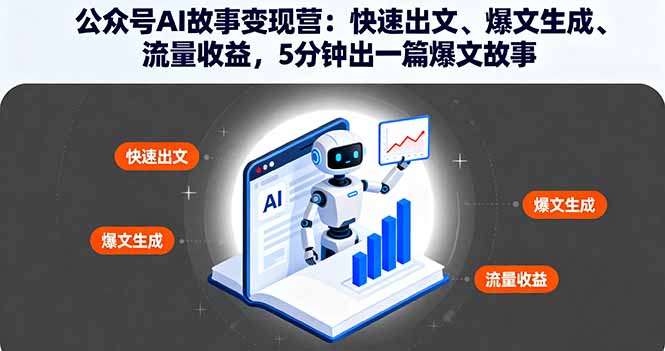 公众号AI故事变现营:快速出文、爆文生成、流量收益,5分钟出一篇爆文故事-蜗牛学社