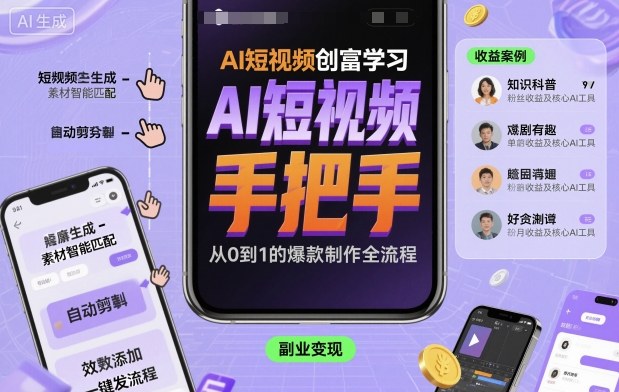 AI短视频创富学习,手把手教会你制作AI短视频-蜗牛学社