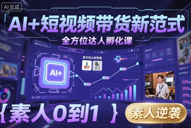 AI+短视频带货新范式全方位达人孵化课,素人也可以从0到1,全方位认知短视频带货-蜗牛学社