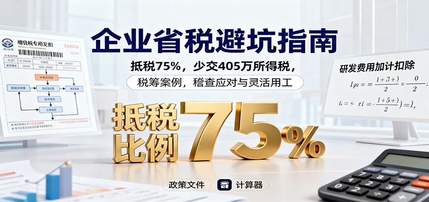 企业省税避坑指南：抵税75%，少交405万所得税，税筹案例，稽查应对与灵活用工-蜗牛学社
