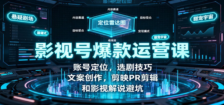 影视号爆款运营课:账号定位,选剧技巧,文案创作,剪映PR剪辑和影视解说避坑-蜗牛学社