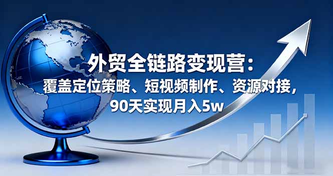外贸全链路变现营:覆盖定位策略、短视频制作、资源对接,90天实现月入5w-蜗牛学社