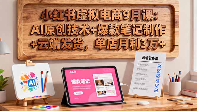 小红书虚拟电商9月课:AI原创技术+爆款笔记制作+云端发货,单店月利3万+-蜗牛学社