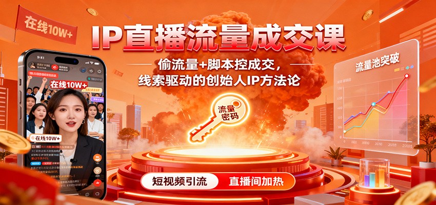 IP直播流量成交课:偷流量+脚本控成交,线索驱动的创始人IP方法论-蜗牛学社