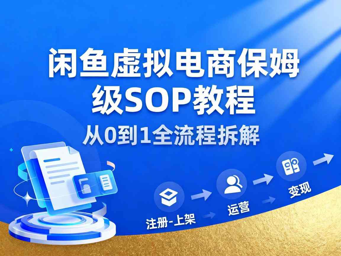 闲鱼虚拟电商，月入轻松过1W，保姆级SOP教程-蜗牛学社