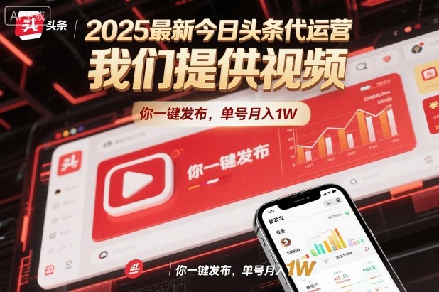 2025最新今日头条代运营,我们提供视频,你一键发布,单号月入1W【揭秘】-蜗牛学社