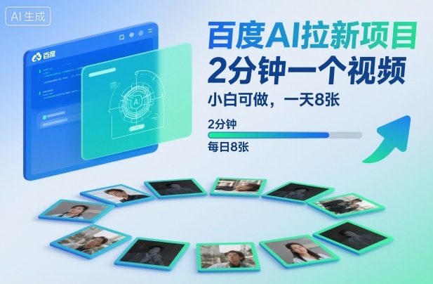 百度AI拉新项目,2分钟一个视频,小白可做,一天8张【附案例+保姆级教程】-蜗牛学社