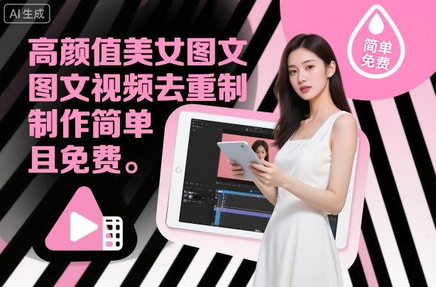 高颜值美女图文视频去重制作教学,制作简单且免费-蜗牛学社