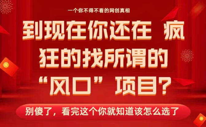马上26年了,你还在找所谓的风口项目?别傻了,看完这个你全都懂了!【揭秘】-蜗牛学社