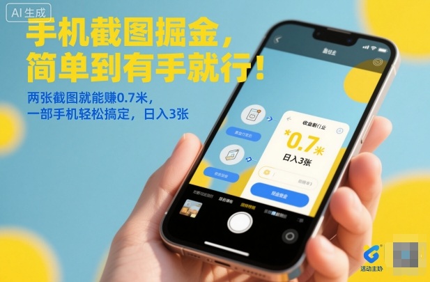 手机截图掘金,简单到有手就行!两张截图就能賺0.7米,一部手机轻松搞定,日入3张【揭秘】-蜗牛学社