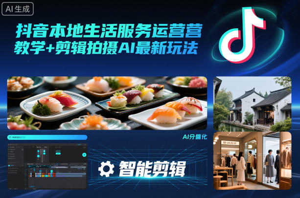 抖音本地生活服务运营教学+剪辑拍摄AI最新玩法-蜗牛学社