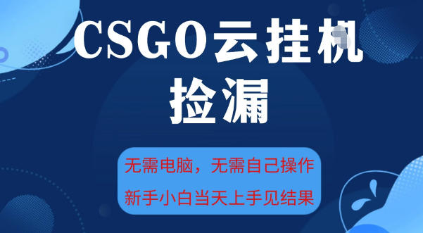 CSGO云挂G全自动捡漏,最新独家玩法,无需电脑操作,新手小白日入5张+【揭秘】-蜗牛学社