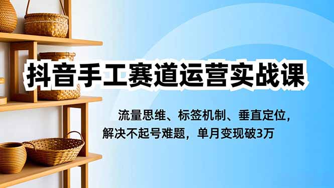 抖音手工赛道运营实战课，流量思维、标签机制、垂直定位，解决不起号难题，单月变现破3万-蜗牛学社