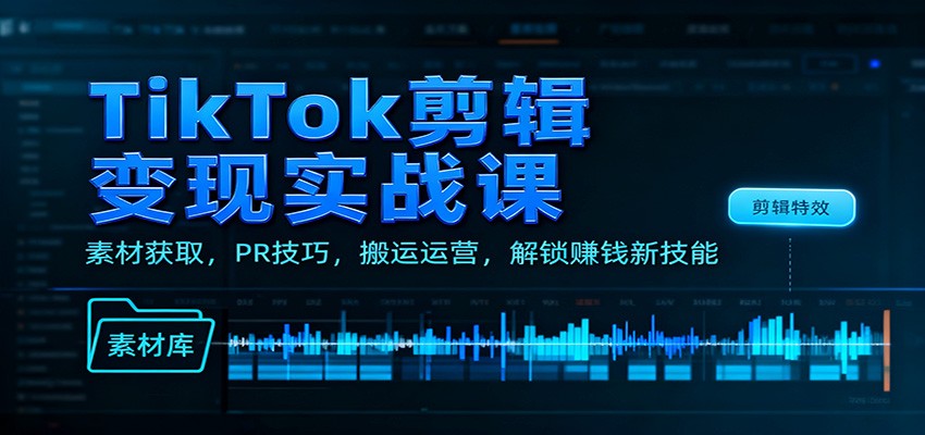 TikTok剪辑变现实战课:素材获取,PR技巧,搬运运营,解锁赚钱新技能-蜗牛学社