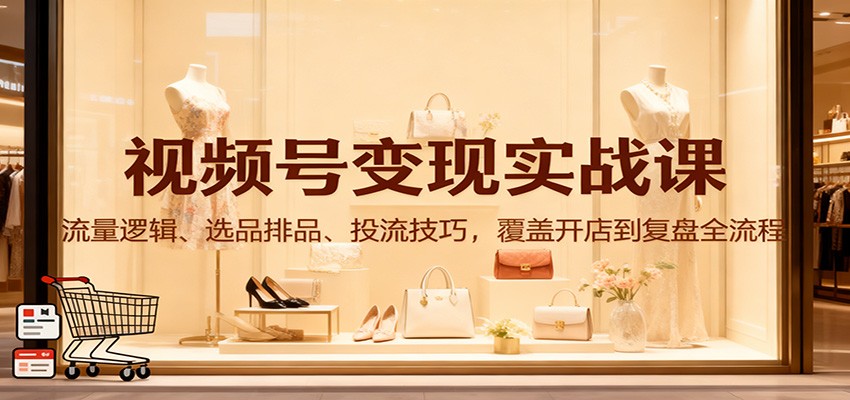 视频号变现实战课：流量逻辑、选品排品、投流技巧，覆盖开店到复盘全流程-蜗牛学社
