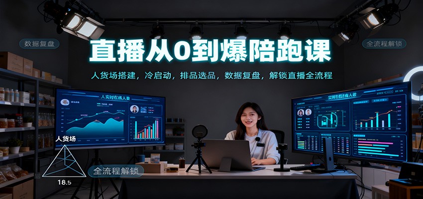 直播从0到爆陪跑课:人货场搭建,冷启动,排品选品,数据复盘,解锁直播全流程-蜗牛学社