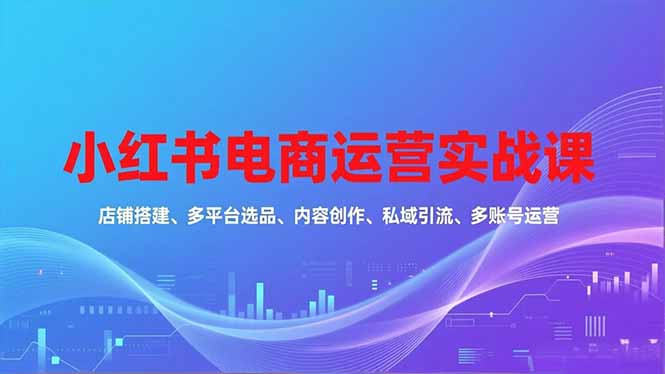 小红书电商运营实战课，店铺搭建、多平台选品、内容创作、私域引流、多账号运营等玩法-蜗牛学社