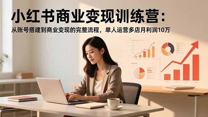小红书商业变现训练营：从账号搭建到商业变现的完整流程，单人运营多店月利润10万-蜗牛学社