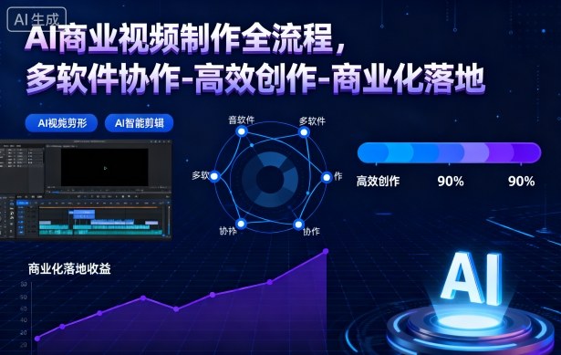 AI商业视频制作全流程，多软件协作-高效创作-商业化落地-蜗牛学社