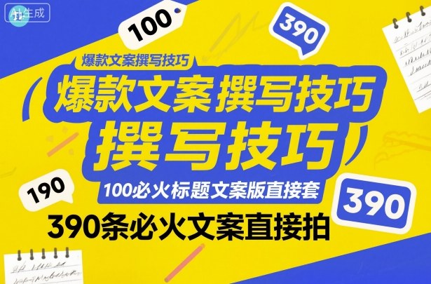 爆款文案撰写技巧，100个必火标题文案模版直接套，390条必火文案直接拍-蜗牛学社