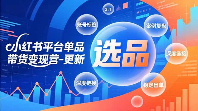 小红书平台单品带货变现营-更新，极致选品、账号标签、案例复盘，深度链接，快速启动稳定出单-蜗牛学社