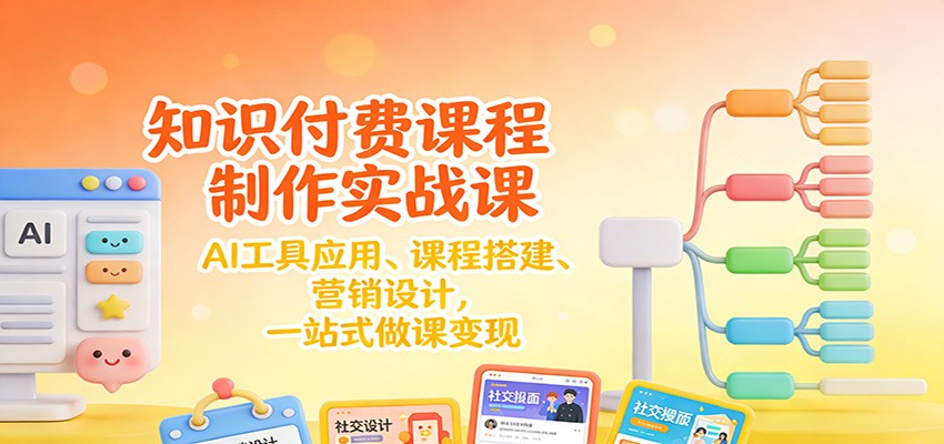 知识付费课程制作实战课:AI工具应用 、课程搭建、营销设计,一站式做课变现-蜗牛学社