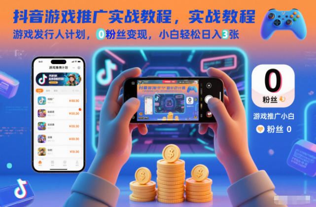 抖音游戏推广实战教程,游戏发行人计划,0粉丝变现,小白轻松日入3张-蜗牛学社