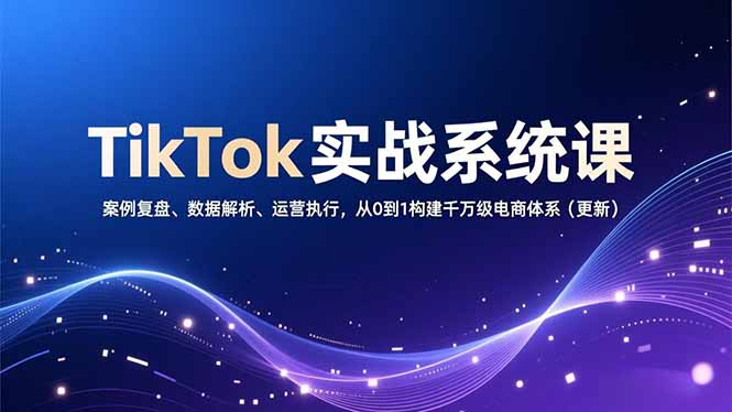 TikTok实战系统课，案例复盘、数据解析、运营执行，从0到1构建千万级电商体系(更新-蜗牛学社