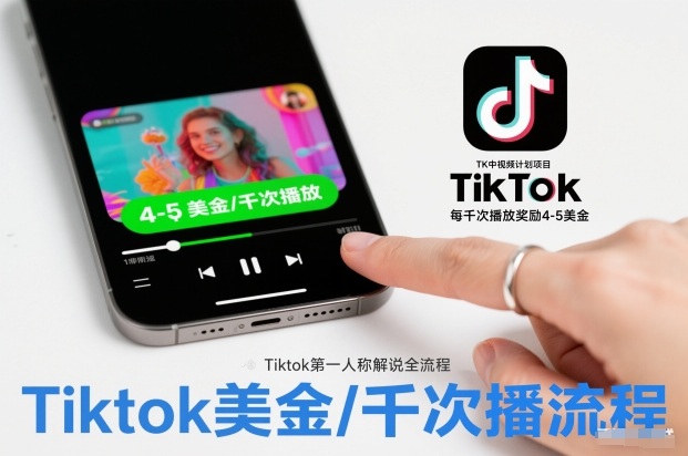 TK中视频计划项目,Tiktok第一人称解说流程,每干次播放奖励4-5美金-蜗牛学社