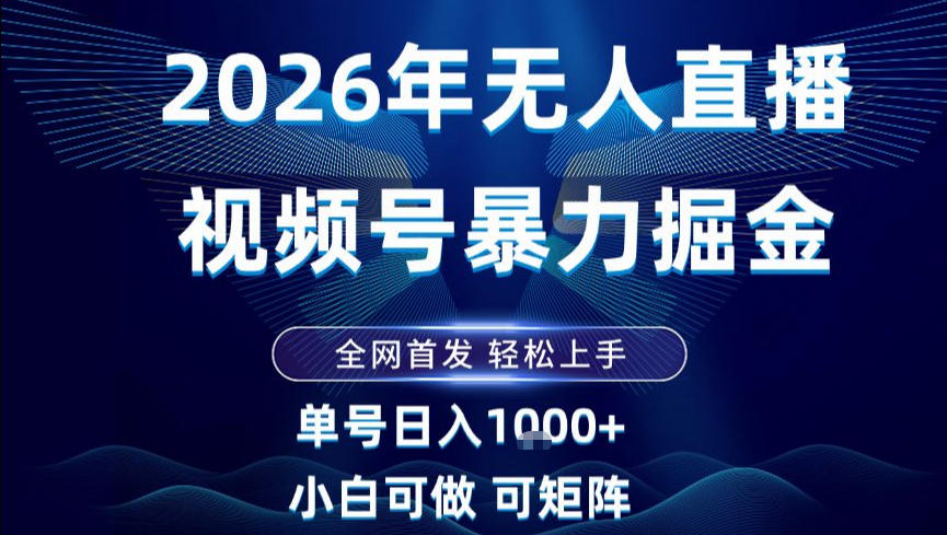 2026最新视频号无人直播掘金，全网首发，小白可以玩，长期稳定日入1k+【揭秘】-蜗牛学社