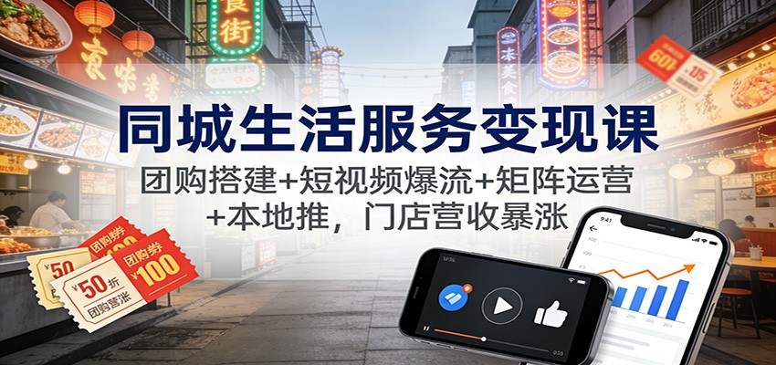同城生活服务变现课:团购搭建+短视频爆流+矩阵运营+本地推,门店营收暴涨-蜗牛学社