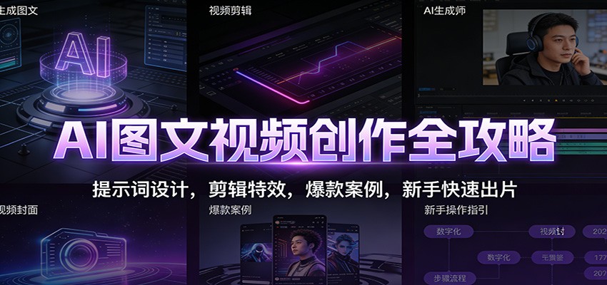 AI图文视频创作全攻略：提示词设计，剪辑特效，爆款案例，新手快速出片-蜗牛学社