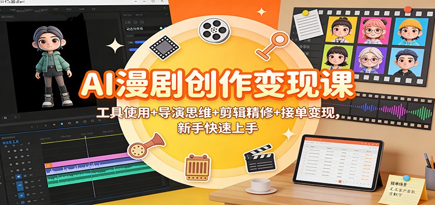 AI漫剧创作变现课:工具使用+导演思维+剪辑精修+接单变现,新手快速上手-蜗牛学社