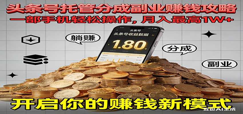 全程托管今日头条,一部手机就可以开干,最高躺赚1W+-蜗牛学社