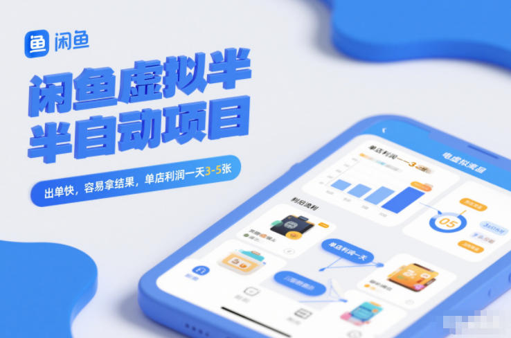 闲鱼虚拟半自动项目，出单快，容易拿结果，单店利润一天3-5张-蜗牛学社