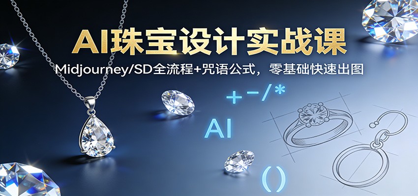AI珠宝设计实战课：Midjourney/SD全流程+咒语公式，零基础快速出图-蜗牛学社