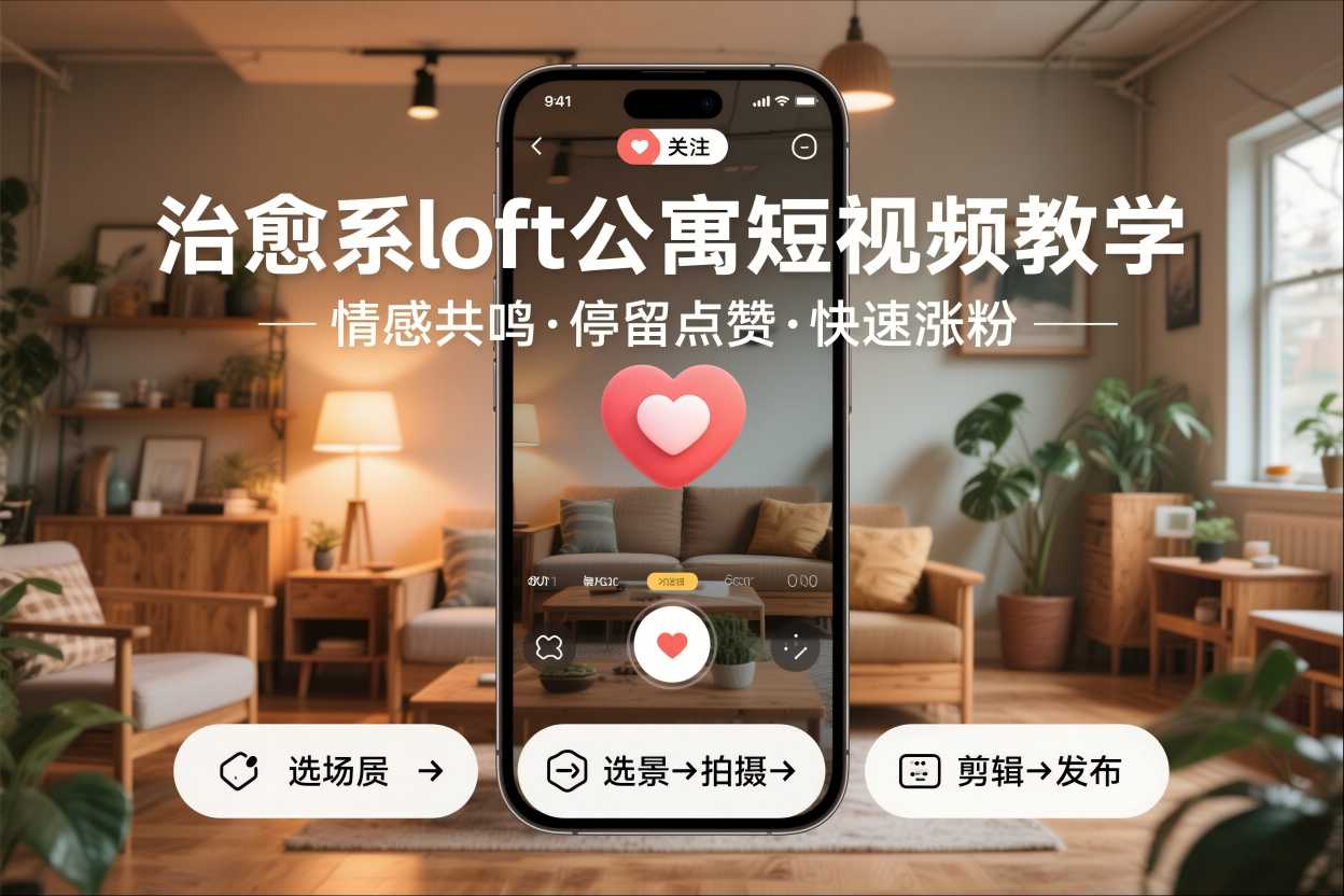 治愈系loft公寓短视频制作教学，情感共鸣引停留点赞关注，快速起号涨粉-蜗牛学社