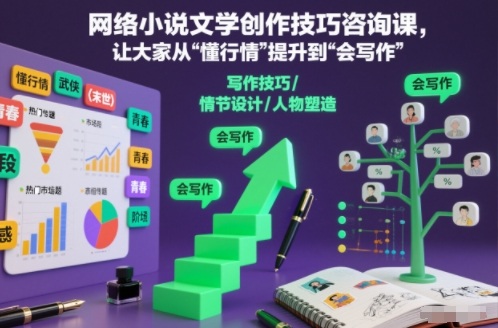 网络小说文学创作技巧咨询课,让大家从“懂行情”提升到”会写作”的高度-蜗牛学社