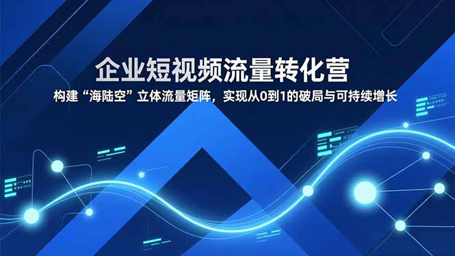 企业短视频流量转化营，构建“海陆空”立体流量矩阵，实现从0到1的破局与可持续增长-蜗牛学社