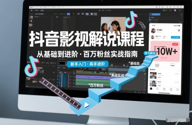 抖音百万粉丝影视解说课程，基础到进阶课，适合新手和进阶学习-蜗牛学社