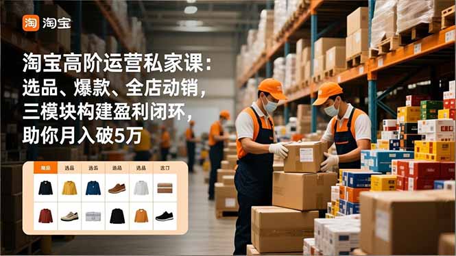 淘宝高阶运营私家课:选品、爆款、全店动销,三模块构建盈利闭环,助你月入破5万-蜗牛学社