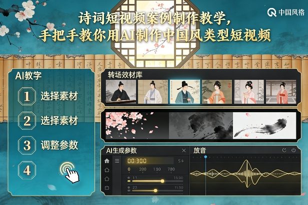 古诗词短视频案例制作教学，手把手教你用AI制作中国风类型短视频-蜗牛学社