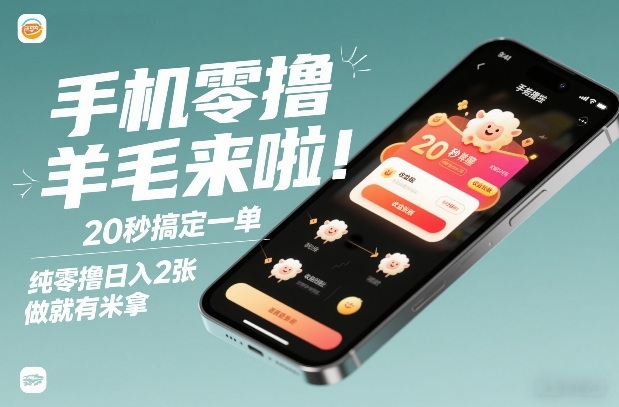 手机零撸薅羊毛来啦！20秒搞定一单，纯零撸日入2张，做就有米拿【揭秘】-蜗牛学社