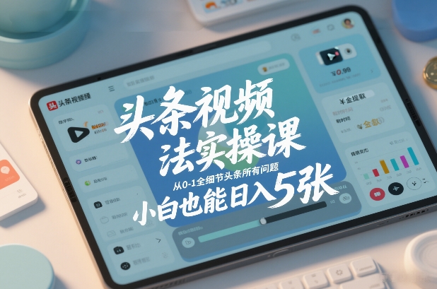 头条视频玩法实操课，从0-1全细节头条所有问题，小白也能日入5张-蜗牛学社